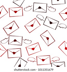 simple love letters and wings seamless pattern