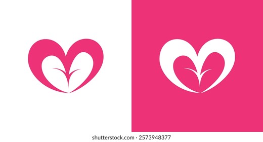 Simple love logo, negative space form love, affection, caring, anniversary, vector logo, illustration, symbol, creative, clean.