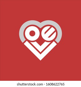 simple love logo text in heart shaped vector. wedding card or romantic designs element