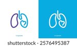 Simple Love Lungs Logo. Lungs Healthcare with Linear Outline Style. Lungs Care Logo Icon Symbol Vector Design Template.