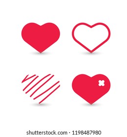 simple love red hearth icon set vector illustration. Vector love collection on white background.