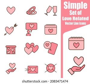 simple love related vector line icon set Contains icons such as romantic letters.