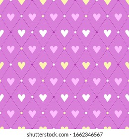 Simple Love Rhombus Dotted Line Seamless Pattern