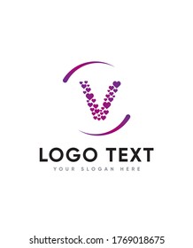 Una simple letra de estilo de amor tipo V plantilla de logotipo, logotipo de vectores para la identidad empresarial y de la empresa 