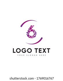 A simple love style number type 6 logo template, Vector logo for business and company identity 