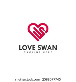 simple Love Swan Logo Design Vector