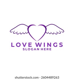 Simple Love Wing Line art logo design vector template