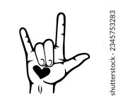 simple love you hand sign design