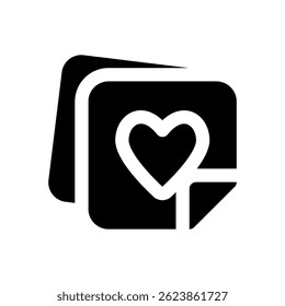 Simple love-themed icon featuring a card with a heart, suitable for romance, greeting, or emotional content.