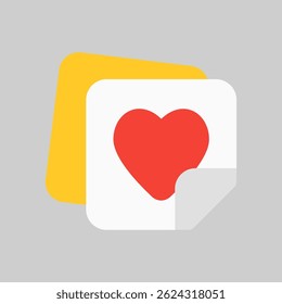 Simple love-themed icon featuring a card with a heart, suitable for romance, greeting, or emotional content.