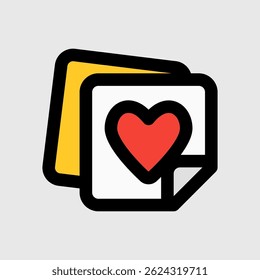 Simple love-themed icon featuring a card with a heart, suitable for romance, greeting, or emotional content.