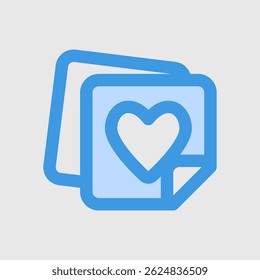 Simple love-themed icon featuring a card with a heart, suitable for romance, greeting, or emotional content.