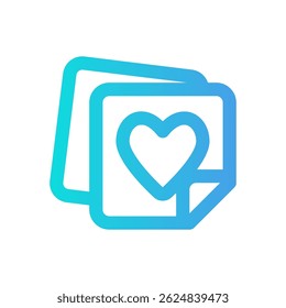 Simple love-themed icon featuring a card with a heart, suitable for romance, greeting, or emotional content.