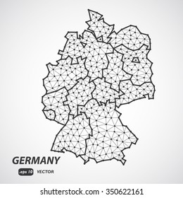 Simple Low Poly Map of Germany with borders and and federal bundes states. Vector version