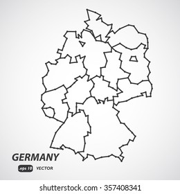 Simple Low Poly Map of Germany with borders and and federal bundes states. Vector version