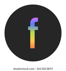 Simple Lowercase Letter f logo with a vertical rainbow gradient on a black circle. Clean, bold, and ideal for app icons, branding, or minimalist graphic elements.