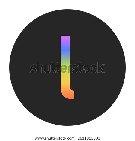 Simple Lowercase Letter l logo with a vertical rainbow gradient on a black circle. Clean, bold, and ideal for app icons, branding, or minimalist graphic elements.