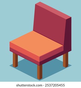 Una ilustración isométrica simple y de bajo poli de un cómodo sillón, perfecto para agregar un toque de diseño moderno a sus proyectos. Este gráfico de Vector es ideal para el diseño de interiores.