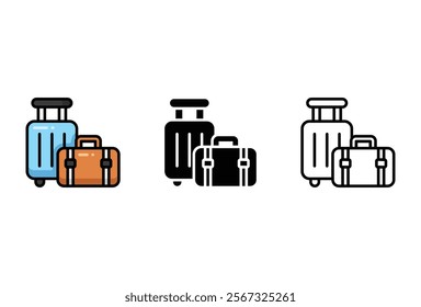 Simple Luggage icon with 3 different style . The icon can be used for websites, print templates, presentation templates, illustrations, etc