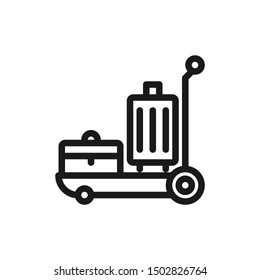 Simple luggage icons with cart and case in line style design on white background. Suitable for Airport, delivery, user interface and website app. Pixel Perfect 48x48. Vector Illustration EPS 10.