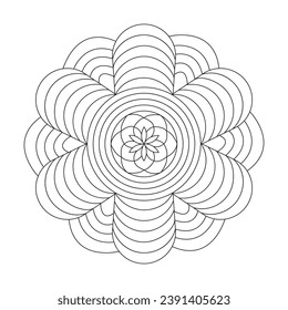 Simple Luminous Landscapes mandala coloring book page for kdp book interior. Ability to Relax, Brain Experiences, Harmonious Haven, Peaceful Portraits, Blossoming Beauty mandala design.