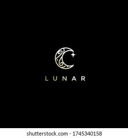 simple lunar logo, modern premium icon, template design