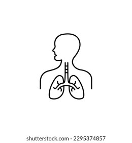 simple lung icon illustration with outlined style, human lungs symbol vector