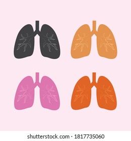Icono simple del conjunto pulmonar con diferente color en el fondo rosado.