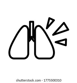 Simple lungs icon. Black and white outline vector illustration isolated on white background. Flat vector illustration. Isolated on white background.