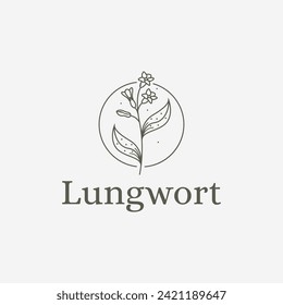 Simple lungwort flower logo, spring flower vector design
