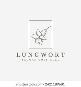 Simple lungwort flower logo, spring flower vector design