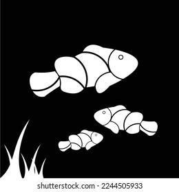 Simple and luxurious black and white clown fish, suitable for use in all fields, especially in the animal world