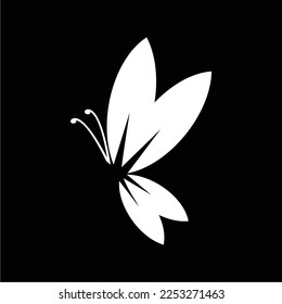 a simple and luxurious black and white logo in the shape of a butterfly, suitable for use in all fields