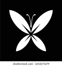 a simple and luxurious black and white logo in the shape of a butterfly, suitable for use in all fields
