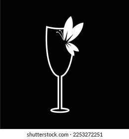 a simple and luxurious black and white logo in the form of a glass, suitable for use in all fields