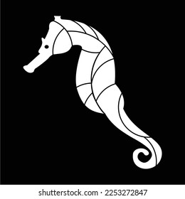 ein einfaches und luxuriöses schwarz-weißes Logo in Form eines Seehorse, geeignet für alle Felder