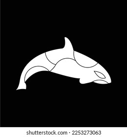 ein einfaches und luxuriöses schwarz-weißes Logo in Form eines Wales, geeignet für alle Felder