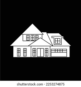 a simple and luxurious black and white logo in the form of a house, suitable for use in all fields