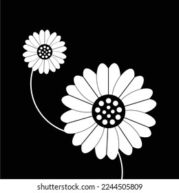 simple and luxurious black and white sunflower, suitable for use in all fields, especially those related to the plant world