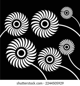 simple and luxurious black and white sunflower, suitable for use in all fields, especially those related to the plant world