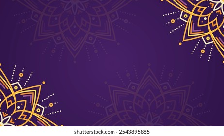 Simple Luxurious Mandala Design with Golden Accents on Purple Background