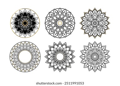 Un sencillo mandala de lujo y elegante invitación de oro