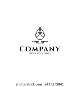 Simple and luxurious tree line art logo