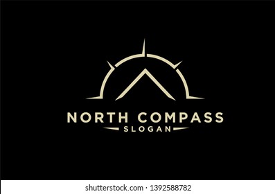 simple luxury arrow compass north mountain logo icon designs vector illustration