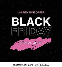 simple and luxury banner Black friday with pink color