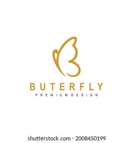Simple Luxury Butterfly Line Logo Design