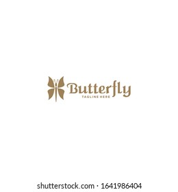 simple luxury butterfly logo design vector