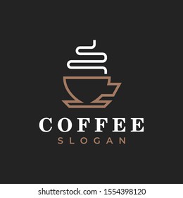 Simple and luxury coffee cup illustration for logo template design.