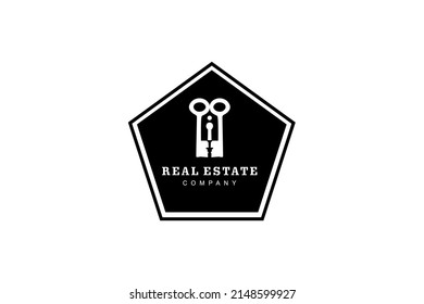 Simple Luxury Crossed key for House Estate business logo design