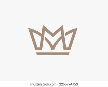 Letra M del logotipo de la corona de lujo simple